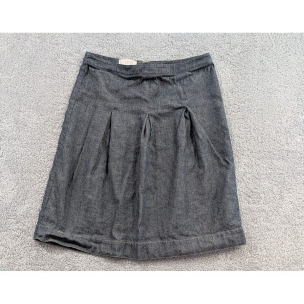 Talbots Knee Length Blue Gray‎ Chambray Linen Blend Skirt Size 12P Petite A-Line